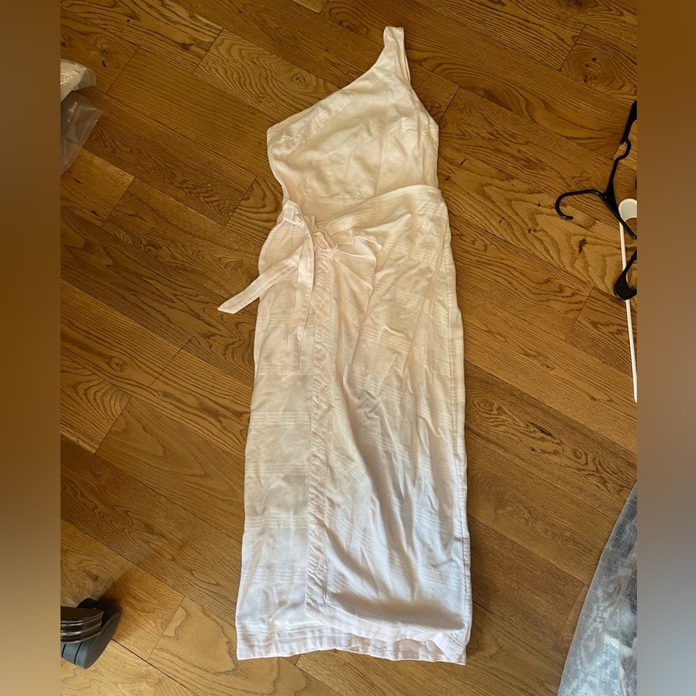 Free People Textured pale pink wrap dress. One shoulder